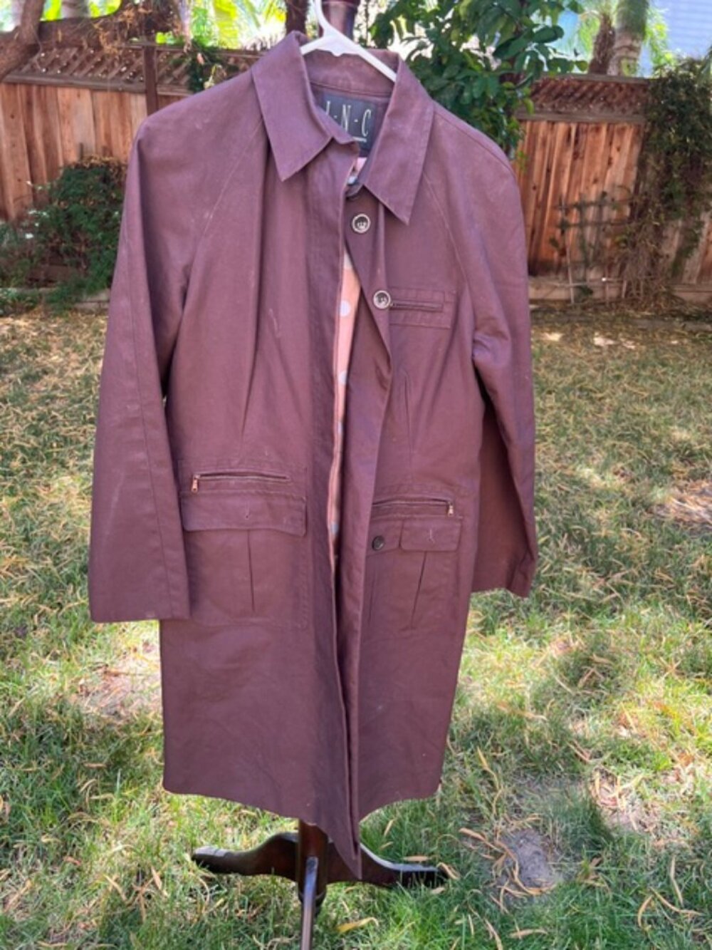 INC chocolate brown lab coat